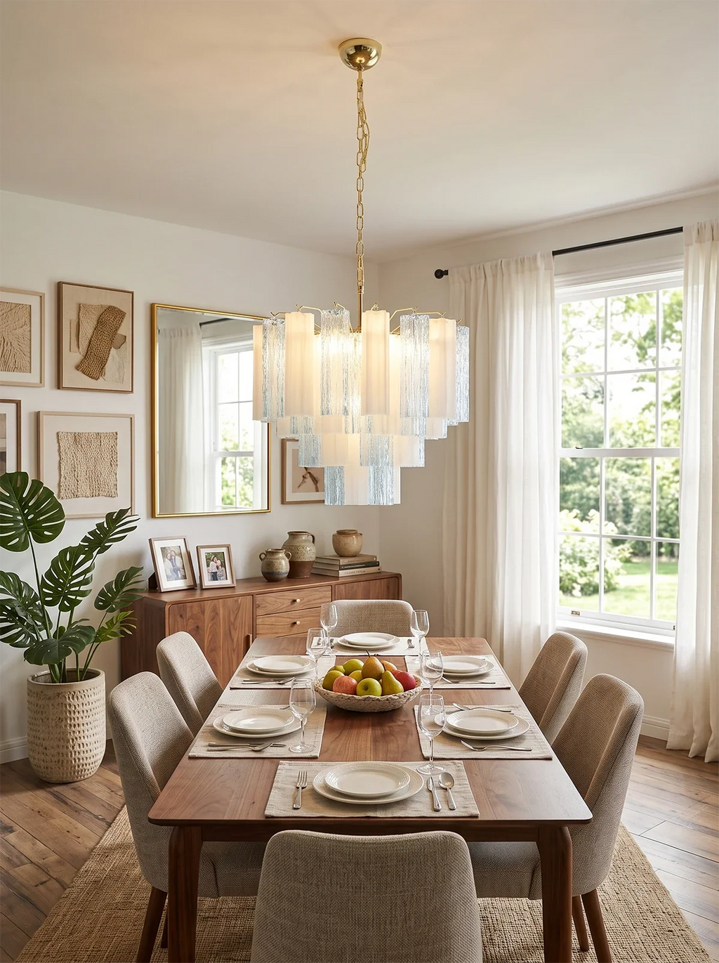 Anwen Two-Tone Glass Tube Chandelier – Artistic Modern Ceiling Light for Living Room & Dining Room