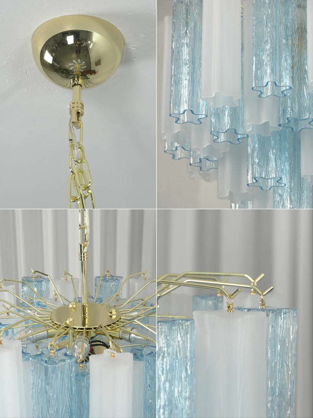 Anwen Two-Tone Glass Tube Chandelier – Artistic Modern Ceiling Light for Living Room & Dining Room