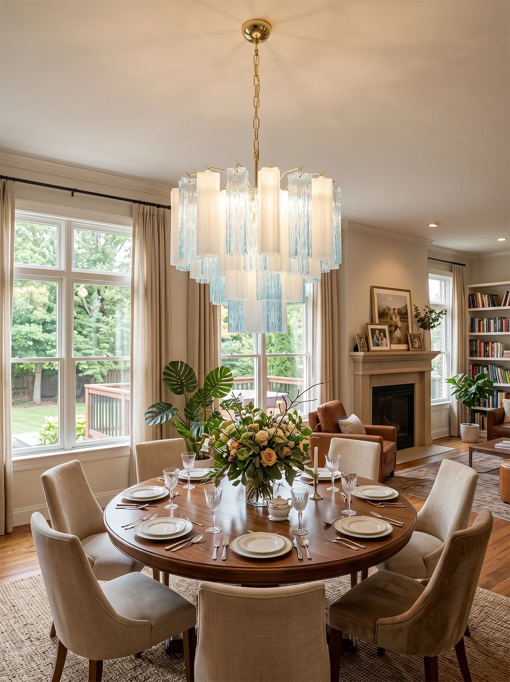 Anwen Two-Tone Glass Tube Chandelier – Artistic Modern Ceiling Light for Living Room & Dining Room