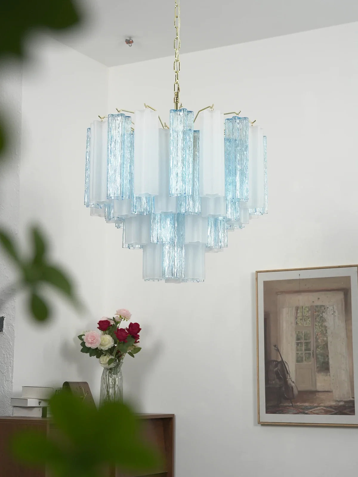 Anwen Two-Tone Glass Tube Chandelier – Artistic Modern Ceiling Light for Living Room & Dining Room