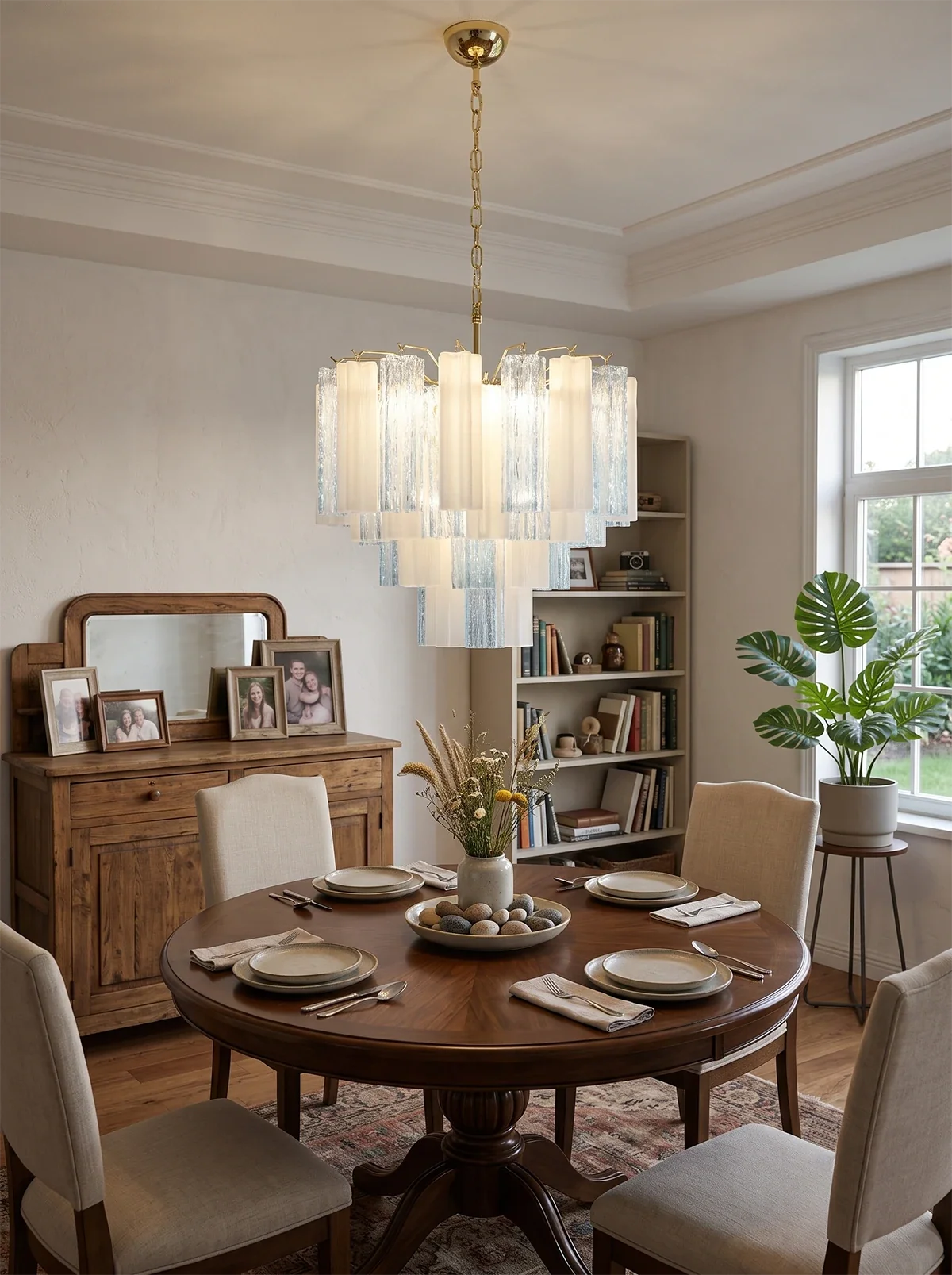 Anwen Two-Tone Glass Tube Chandelier – Artistic Modern Ceiling Light for Living Room & Dining Room