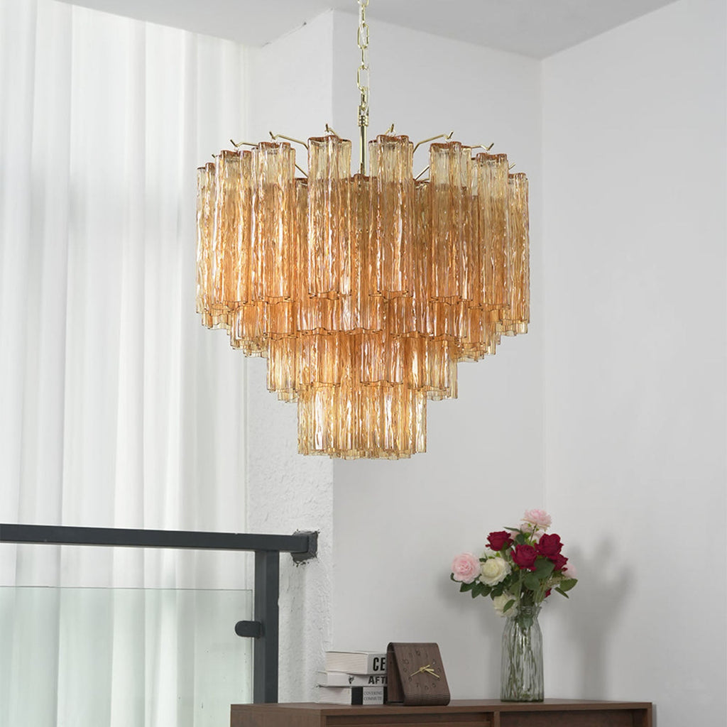 Murano Star-Shaped Glass Tube Chandelier – Artistic Sculptural Ceiling Light for Living Room