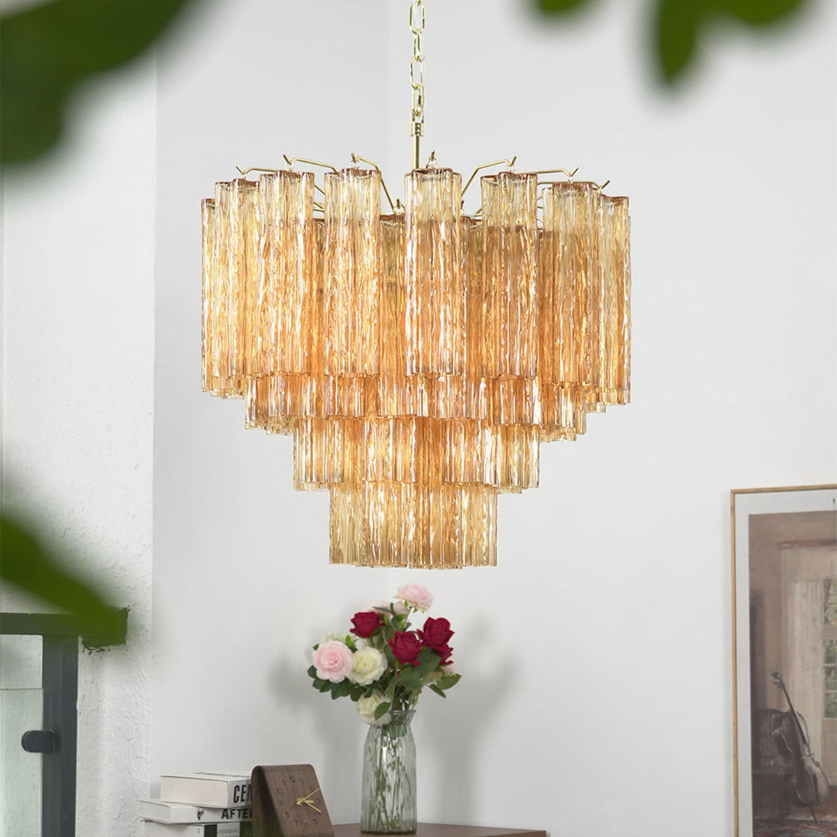 Murano Star-Shaped Glass Tube Chandelier – Artistic Sculptural Ceiling Light for Living Room