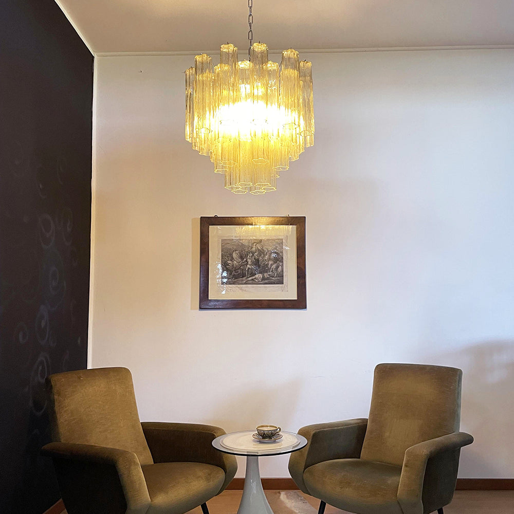Murano Star-Shaped Glass Tube Chandelier – Artistic Sculptural Ceiling Light for Living Room