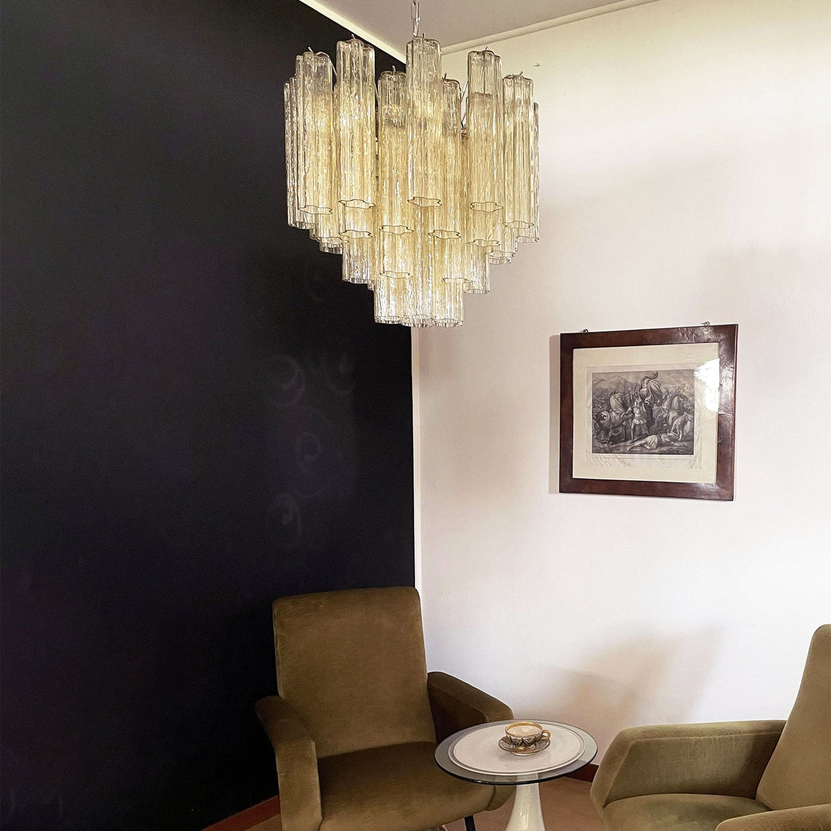 Murano Star-Shaped Glass Tube Chandelier – Artistic Sculptural Ceiling Light for Living Room