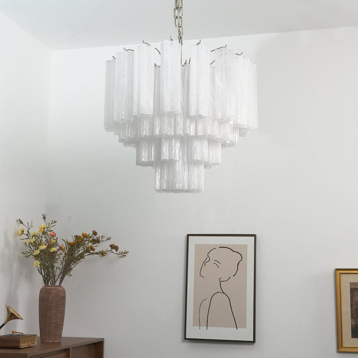 Murano Star-Shaped Glass Tube Chandelier – Artistic Sculptural Ceiling Light for Living Room