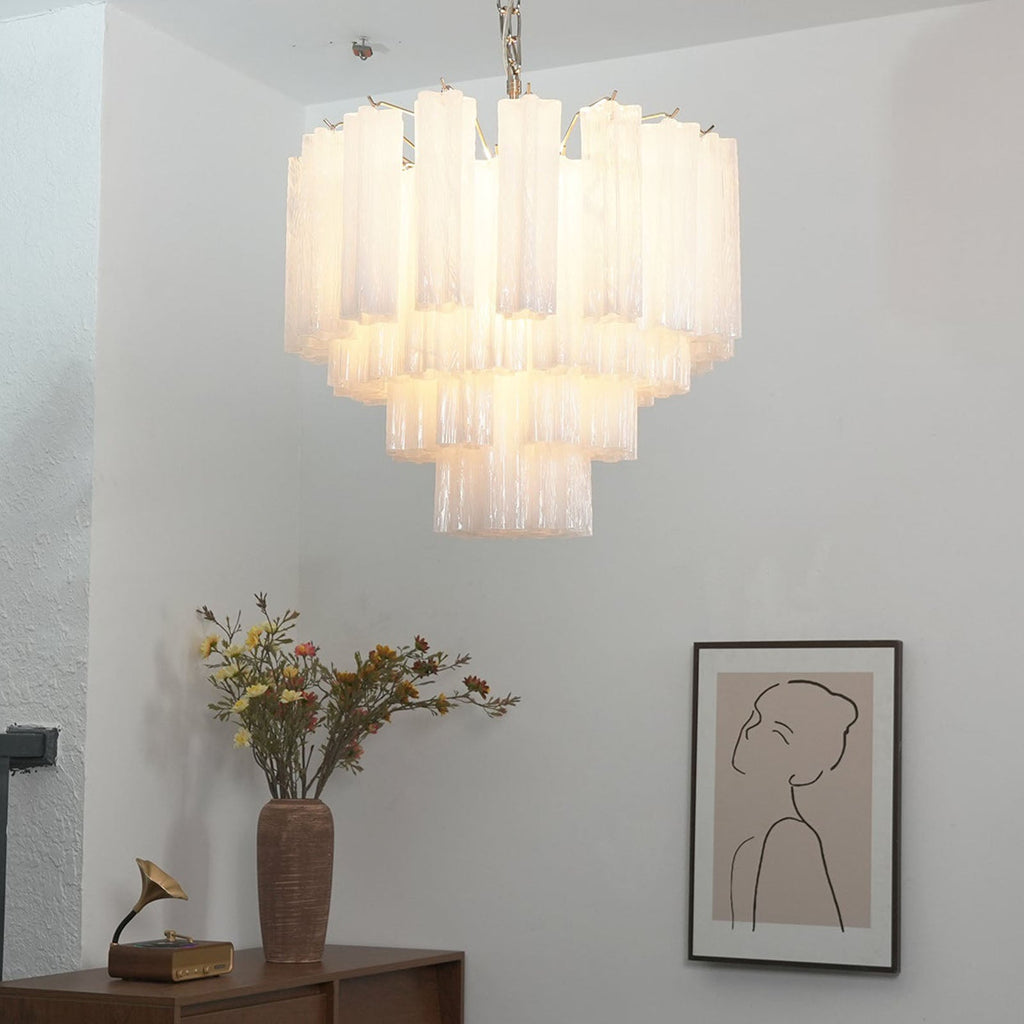 Murano Star-Shaped Glass Tube Chandelier – Artistic Sculptural Ceiling Light for Living Room