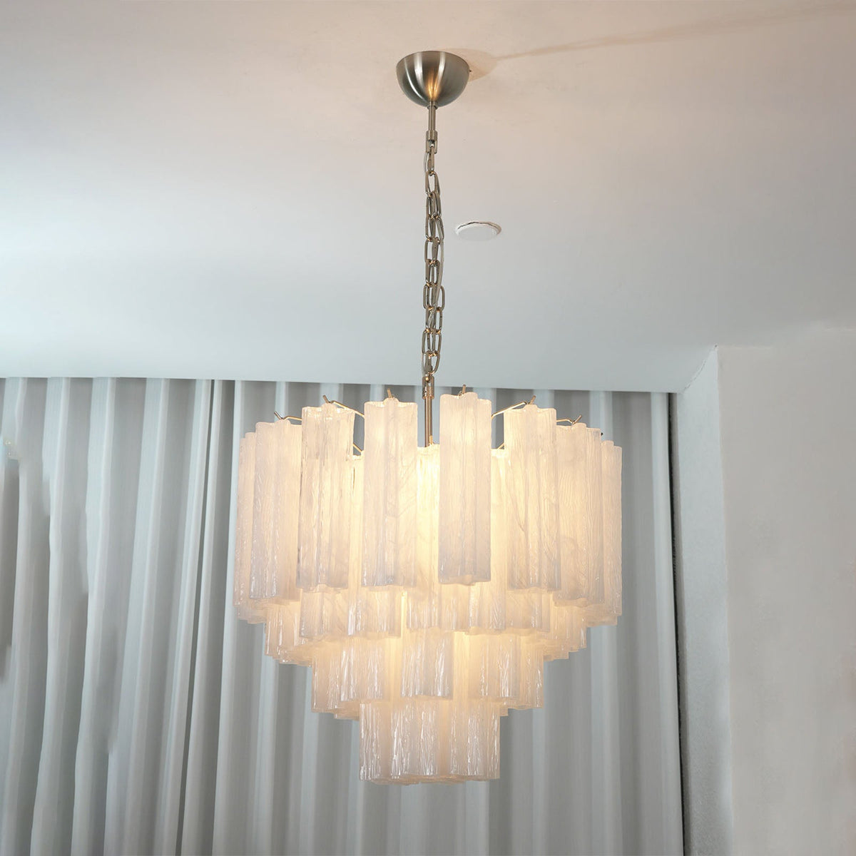 Murano Star-Shaped Glass Tube Chandelier – Artistic Sculptural Ceiling Light for Living Room