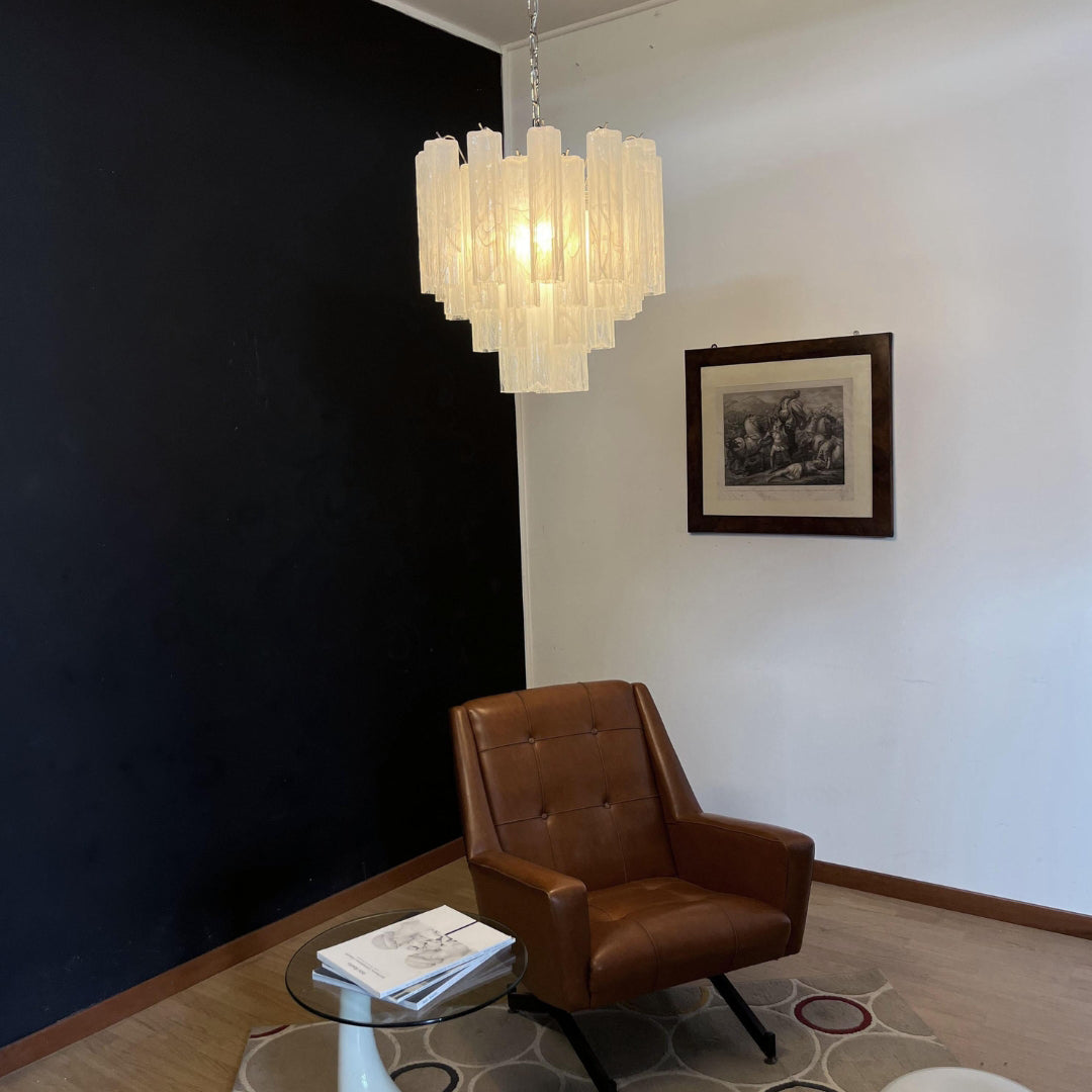 Murano Star-Shaped Glass Tube Chandelier – Artistic Sculptural Ceiling Light for Living Room