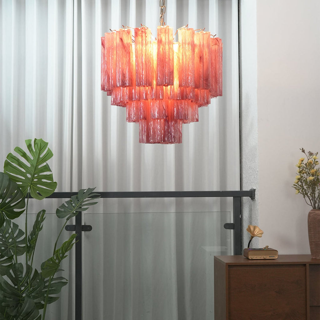 Murano Star-Shaped Glass Tube Chandelier – Artistic Sculptural Ceiling Light for Living Room