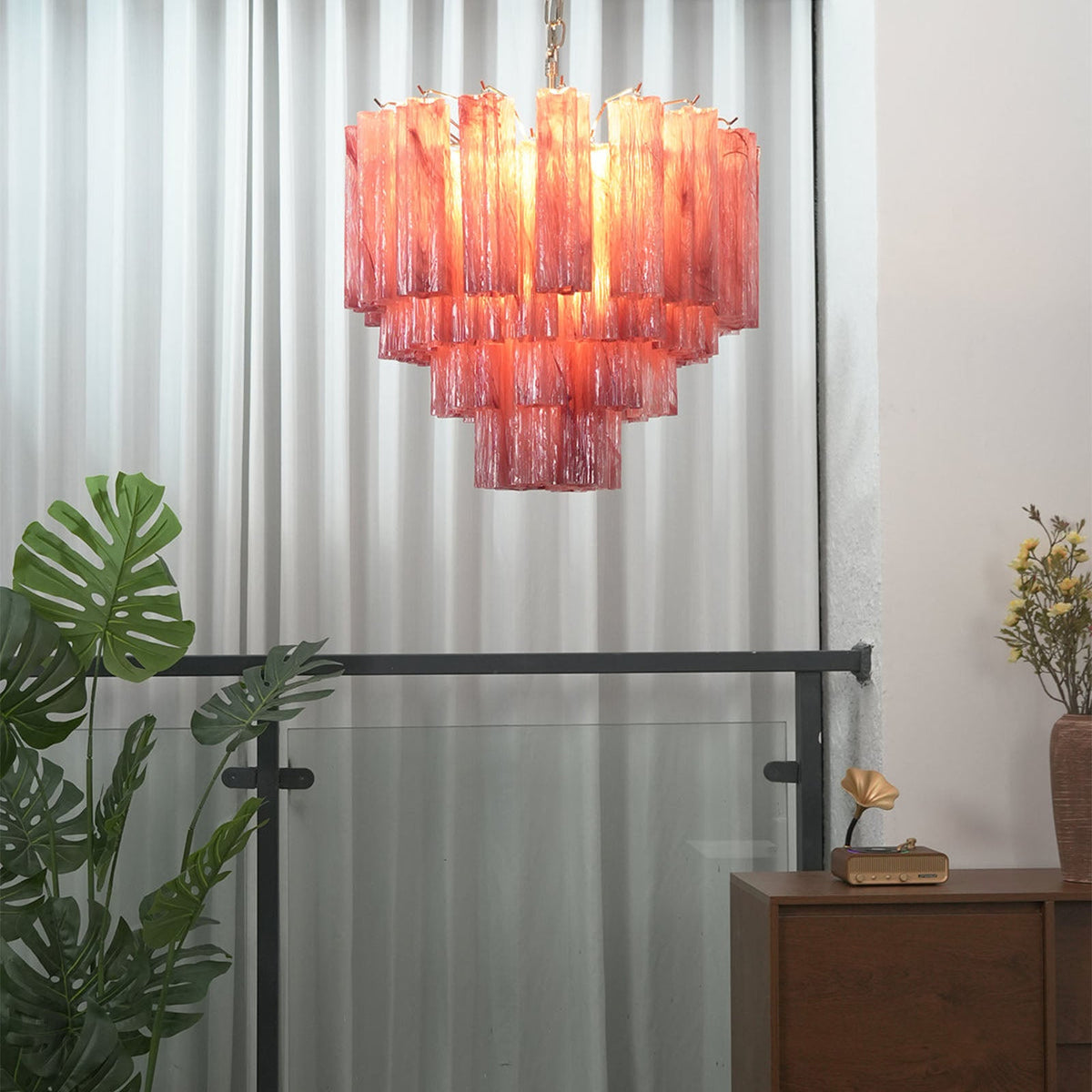 Murano Star-Shaped Glass Tube Chandelier – Artistic Sculptural Ceiling Light for Living Room