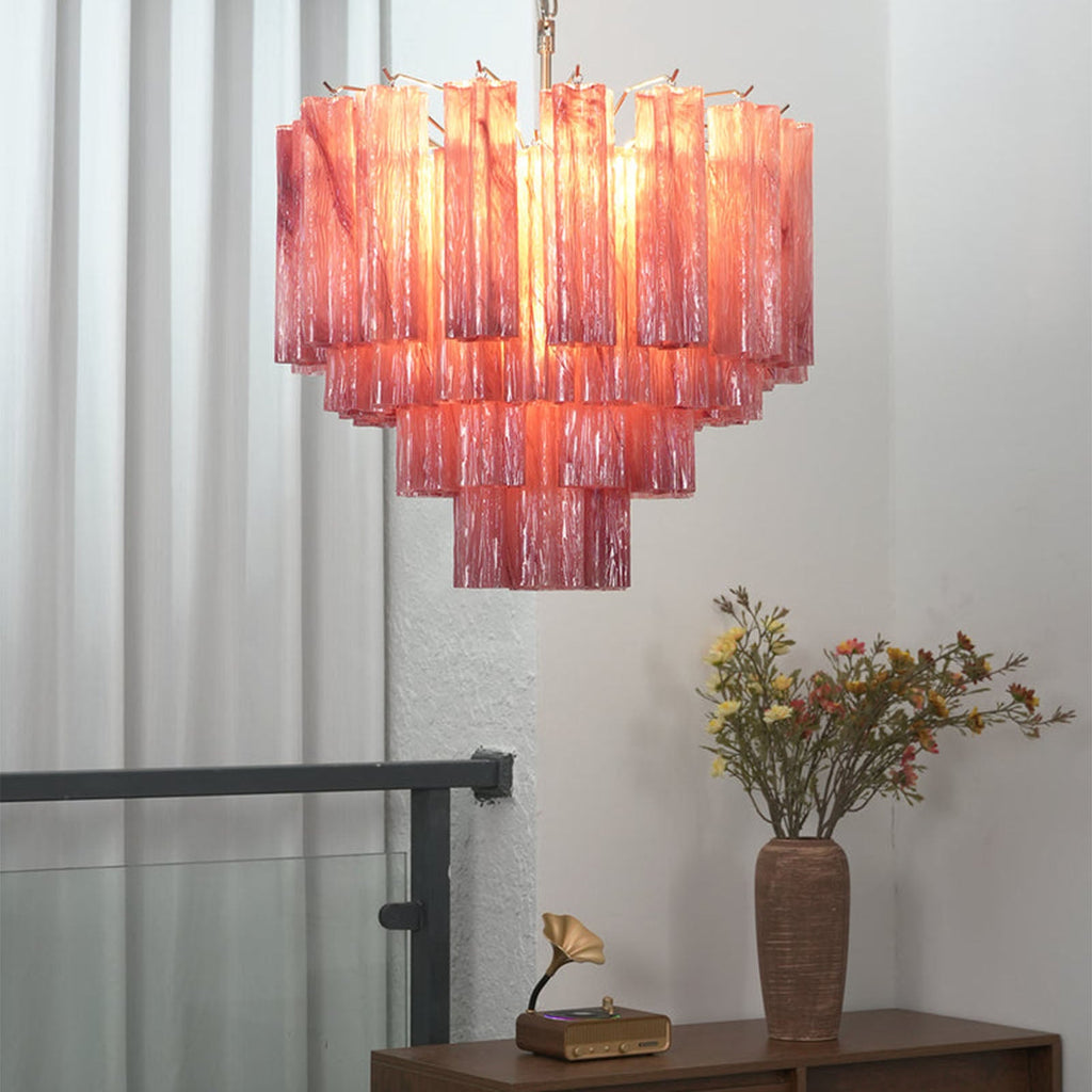 Murano Star-Shaped Glass Tube Chandelier – Artistic Sculptural Ceiling Light for Living Room
