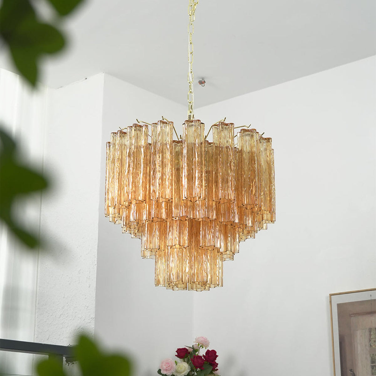 Murano Star-Shaped Glass Tube Chandelier – Artistic Sculptural Ceiling Light for Living Room