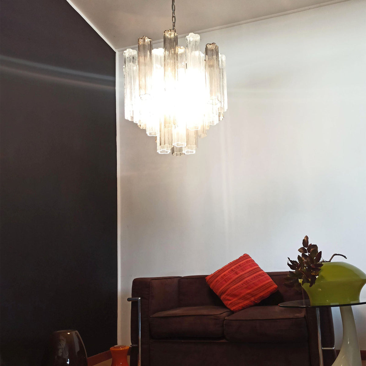 Murano Star-Shaped Glass Tube Chandelier – Artistic Sculptural Ceiling Light for Living Room