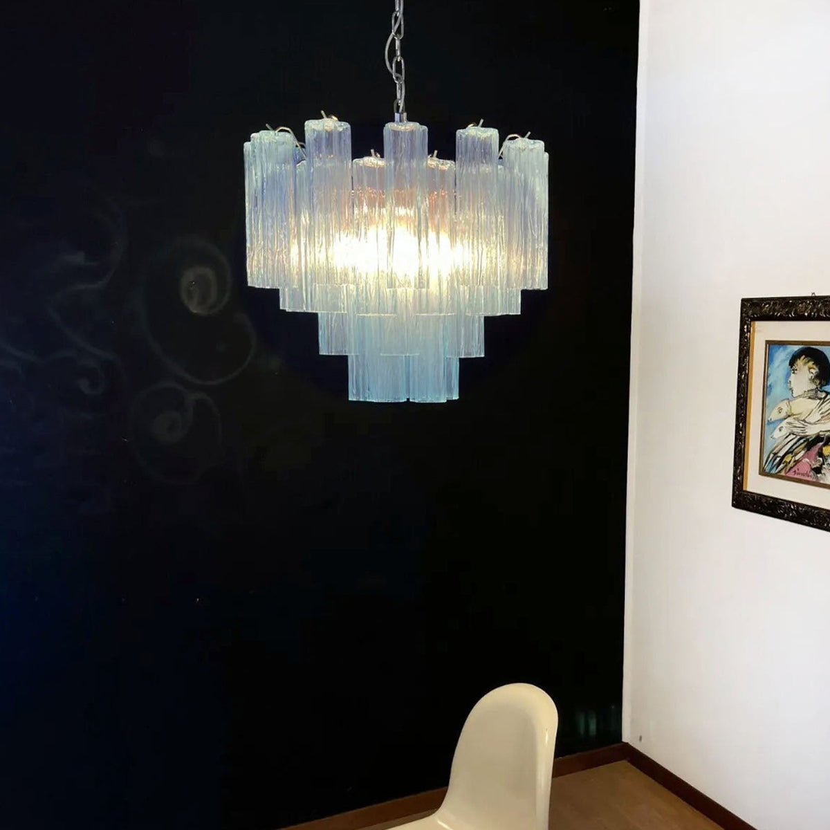 Murano Star-Shaped Glass Tube Chandelier – Artistic Sculptural Ceiling Light for Living Room