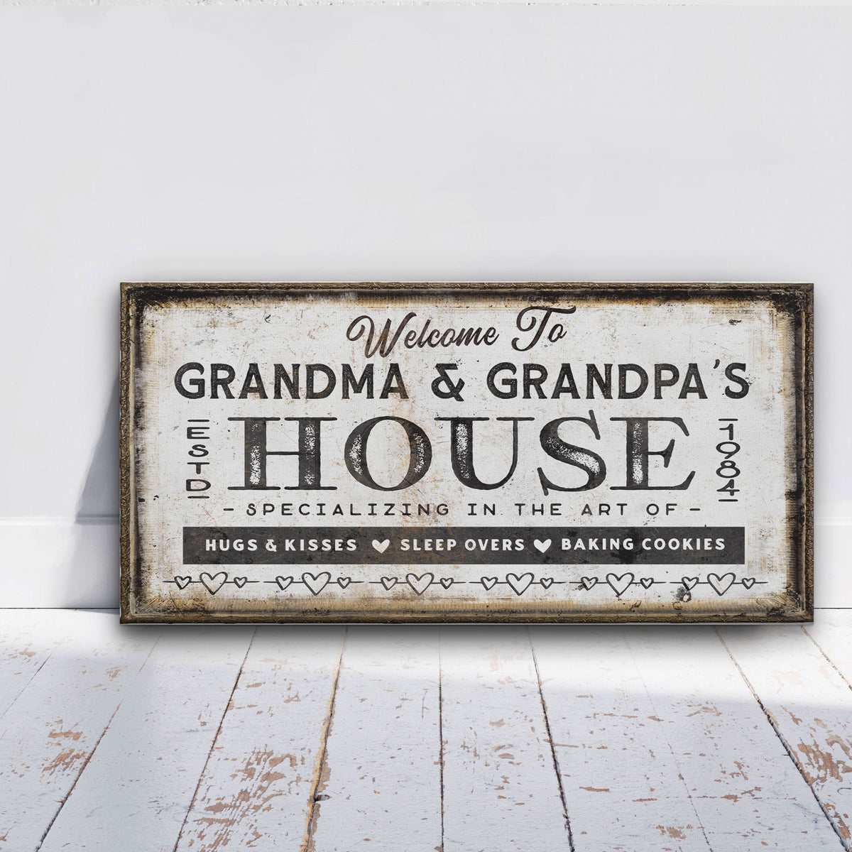 Personalized Grandma & Grandpa's House Canvas Sign – Custom Grandparent Gift Wall Art