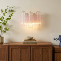 Pink Star-Shaped Glass Wall Light – Artistic Ice Glass Tube Sconce for Bedroom & Living Room