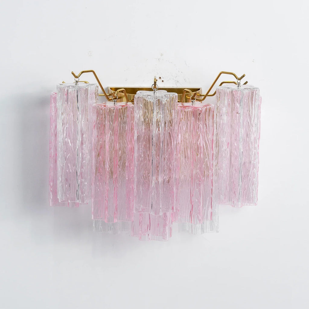 Pink Star-Shaped Glass Wall Light – Artistic Ice Glass Tube Sconce for Bedroom & Living Room