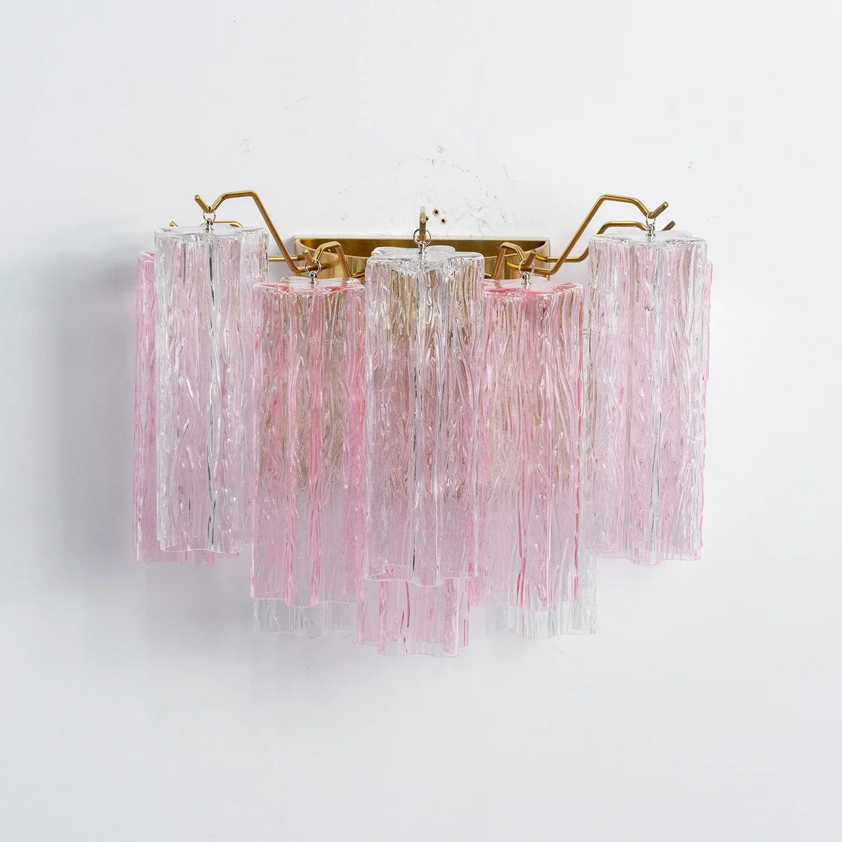 Pink Star-Shaped Glass Wall Light – Artistic Ice Glass Tube Sconce for Bedroom & Living Room