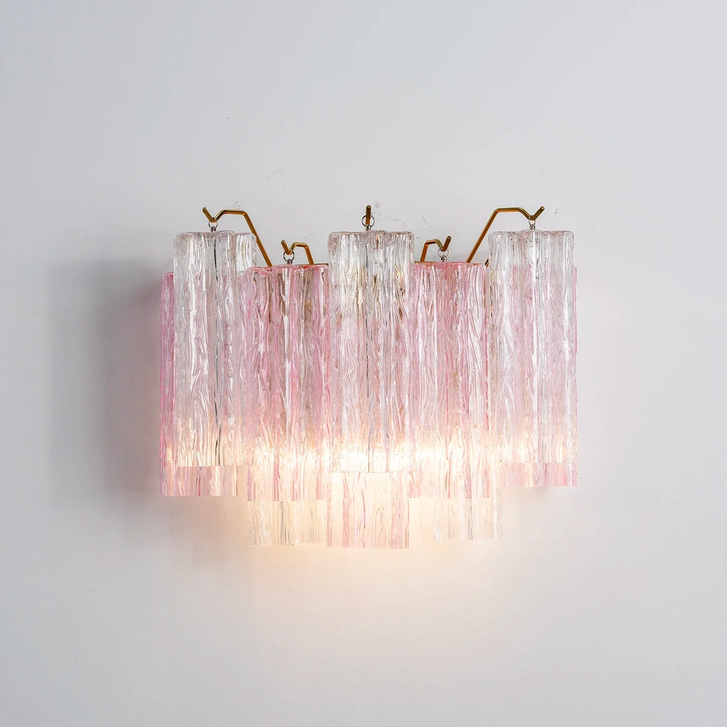 Pink Star-Shaped Glass Wall Light – Artistic Ice Glass Tube Sconce for Bedroom & Living Room