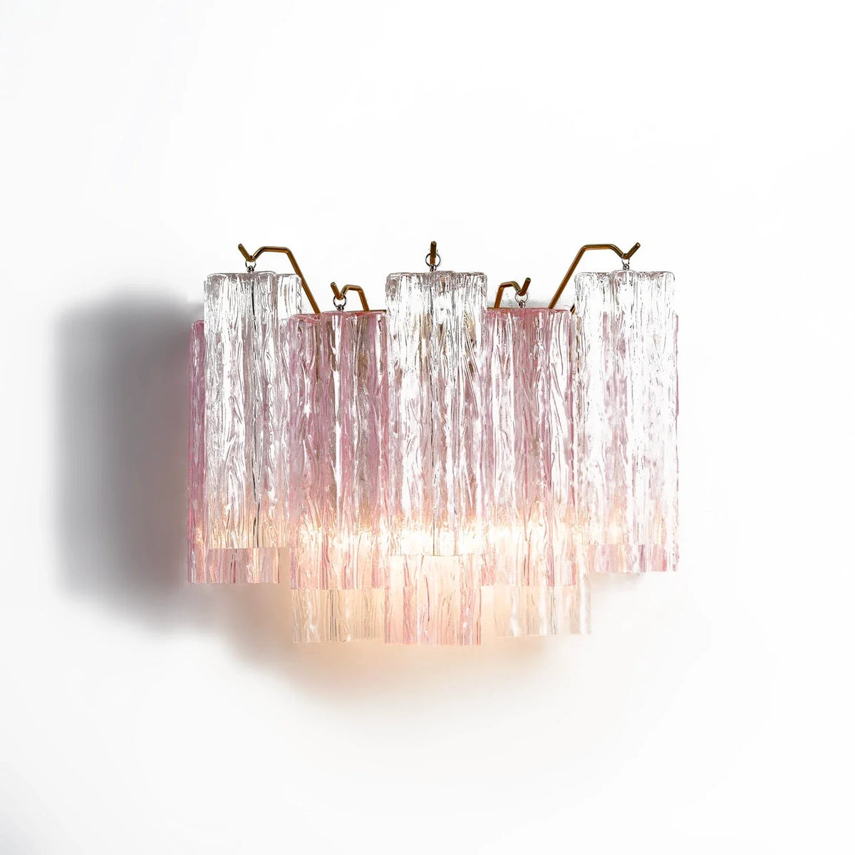 Pink Star-Shaped Glass Wall Light – Artistic Ice Glass Tube Sconce for Bedroom & Living Room