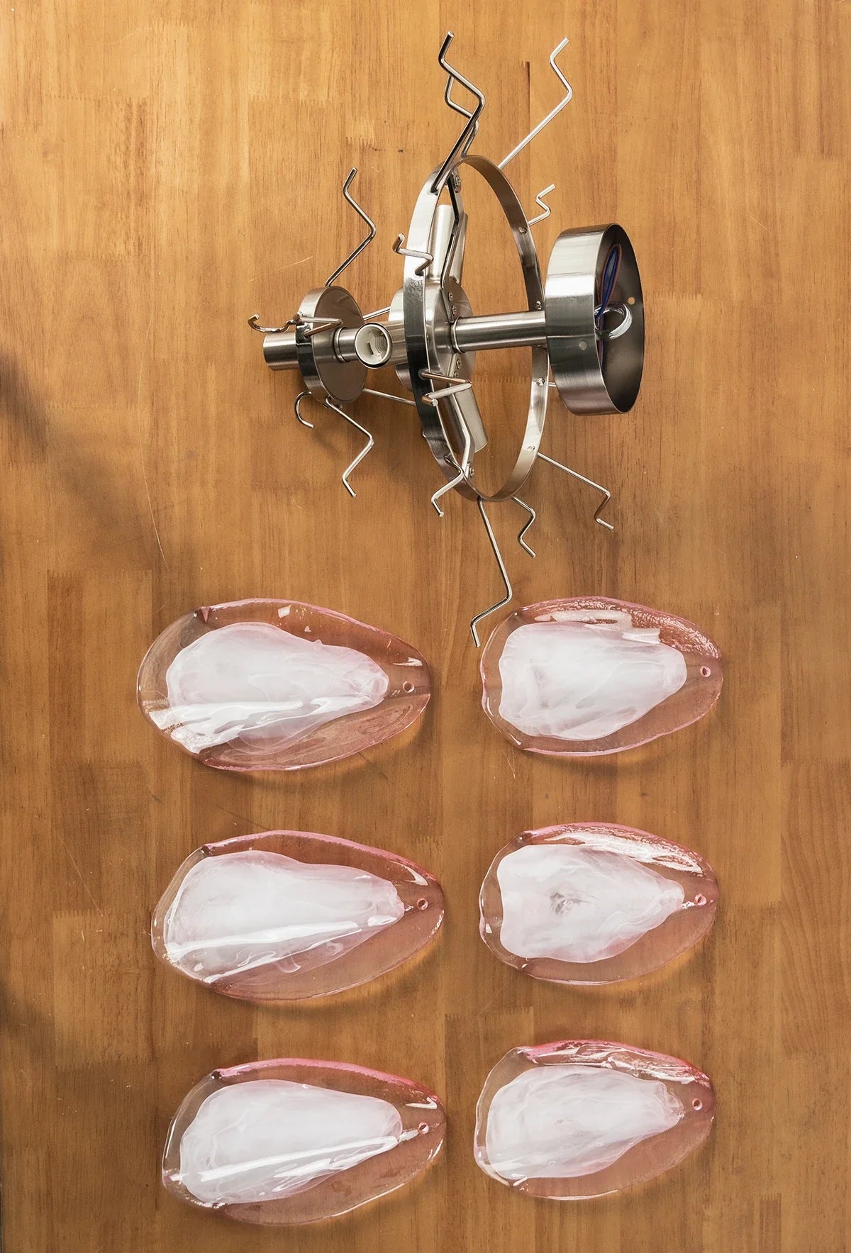 Pink Lotus Textured Glass Ceiling Lamp – Floral Flush Mount Light for Bedroom & Living Room