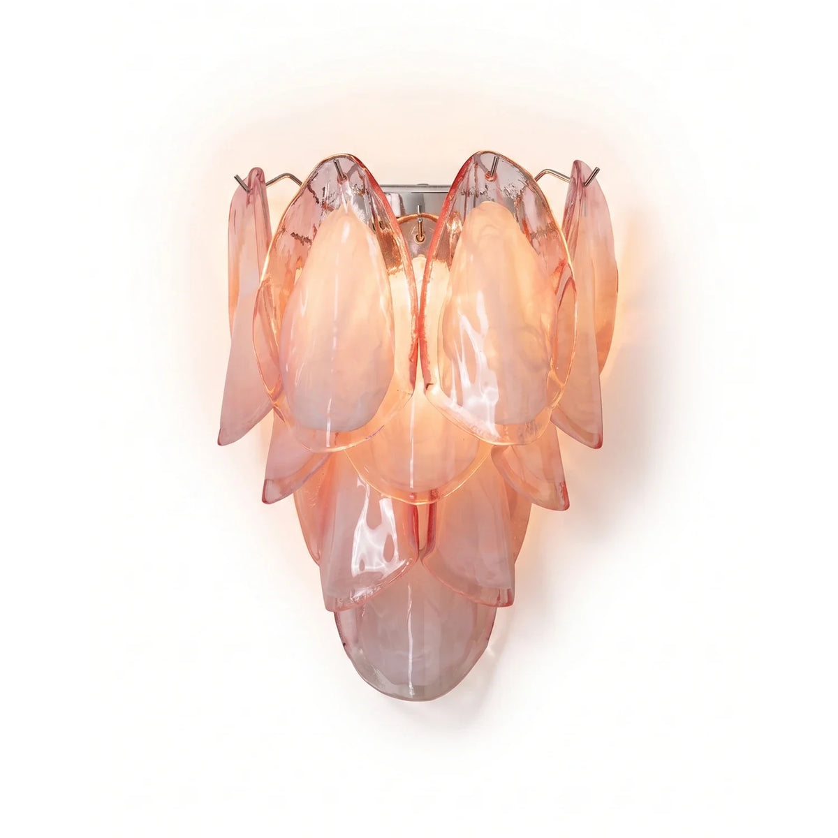Pink Lotus Textured Glass Wall Sconce – Decorative Floral Wall Light for Bedroom & Living Room