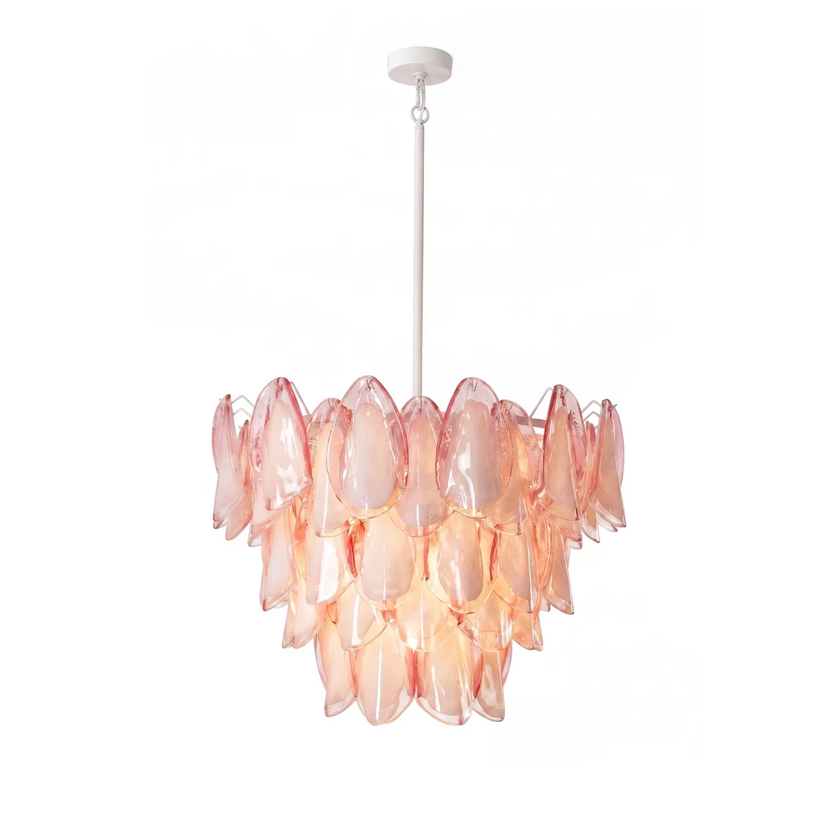 Pink Glass Petal Chandelier – Rosalind Floral Ceiling Light for Dining Room & Bedroom