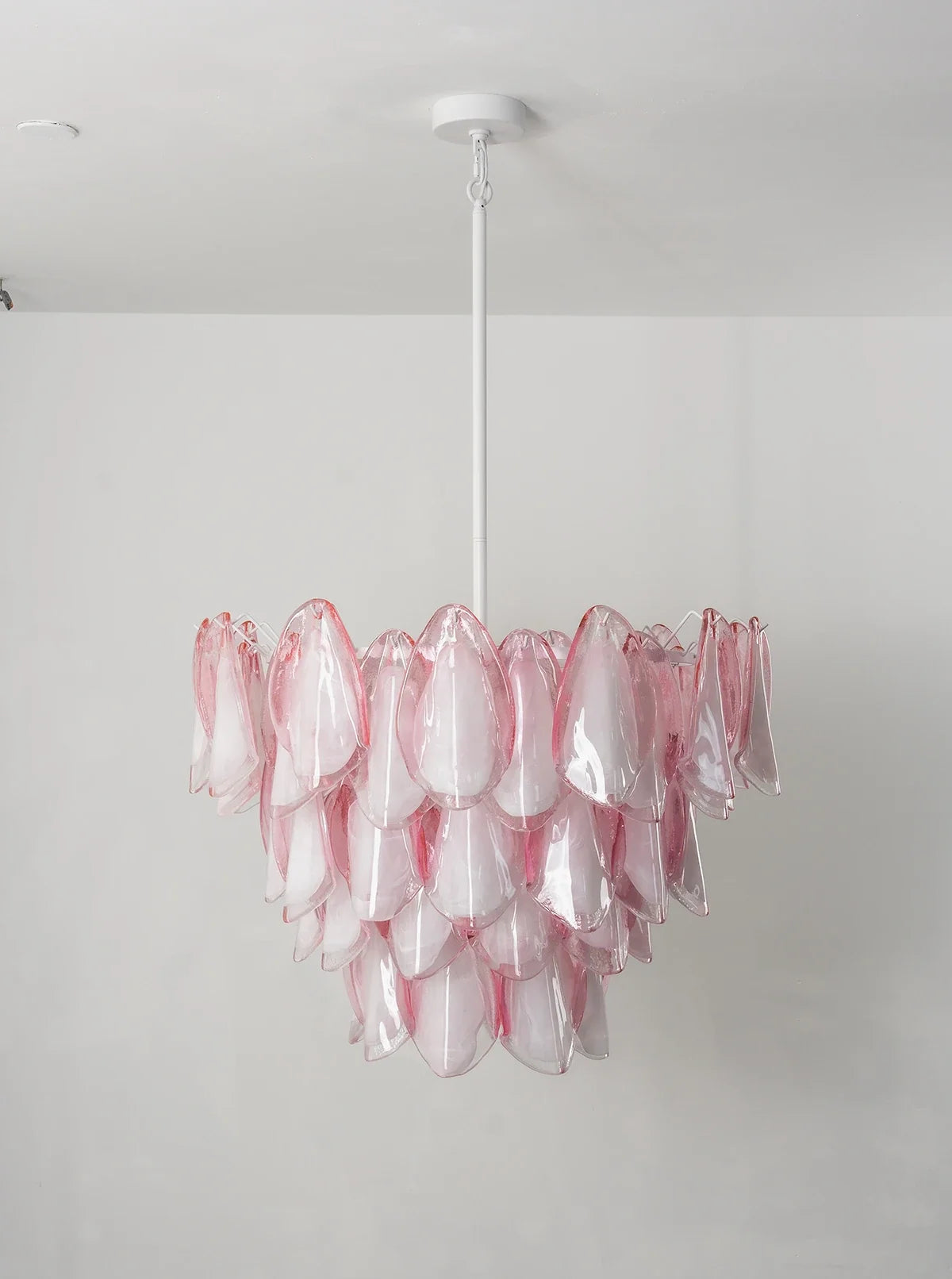 Pink Glass Petal Chandelier – Rosalind Floral Ceiling Light for Dining Room & Bedroom