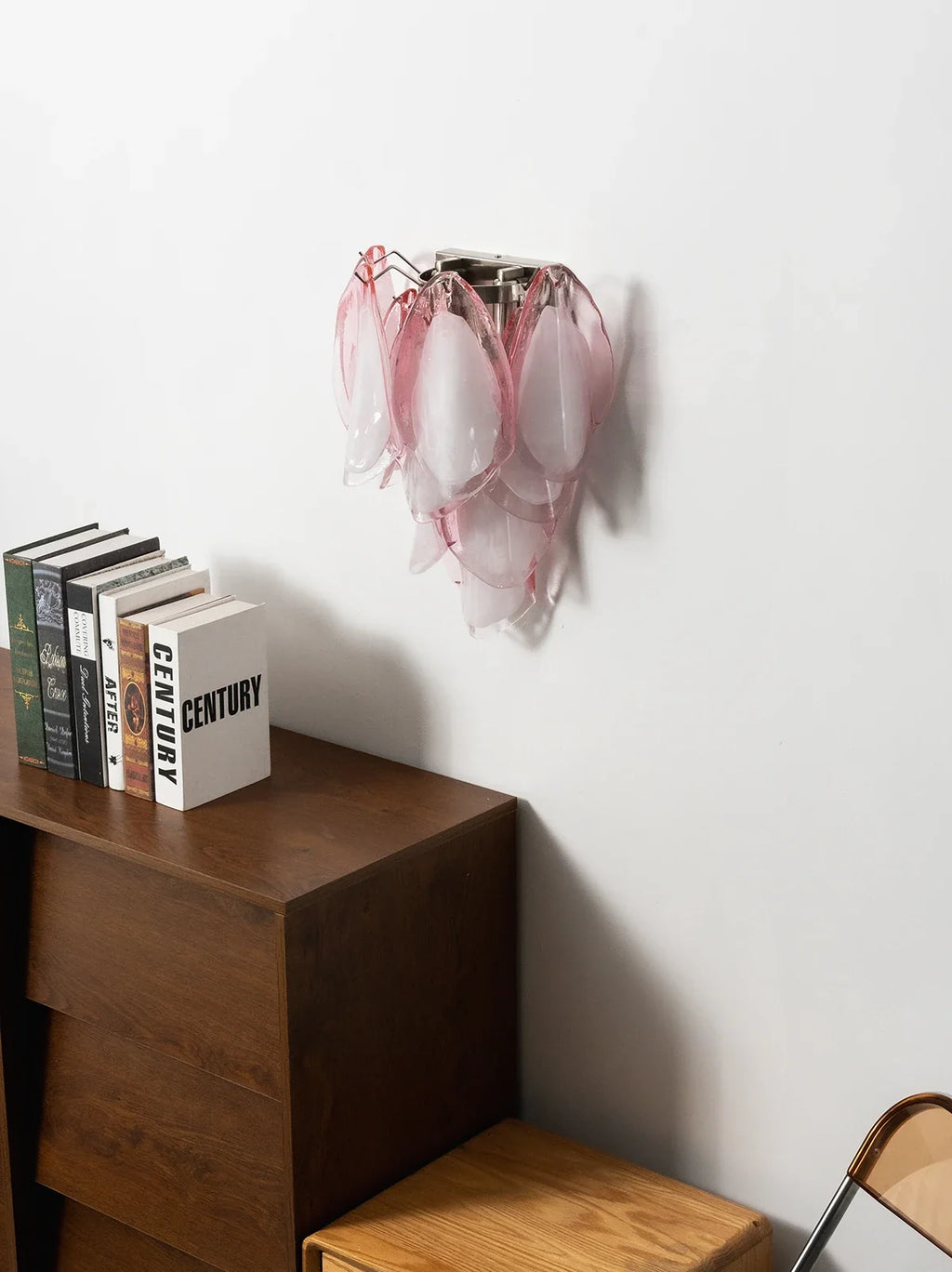 Pink Lotus Textured Glass Wall Sconce – Decorative Floral Wall Light for Bedroom & Living Room