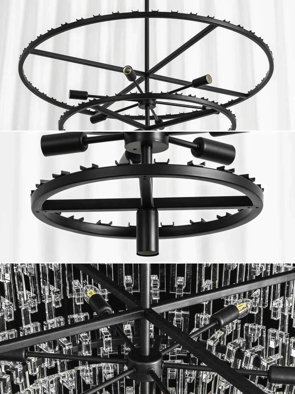 Tiered Clear Crystal Rod Chandelier – Modern Glam Ceiling Light for Dining Room & Living Room