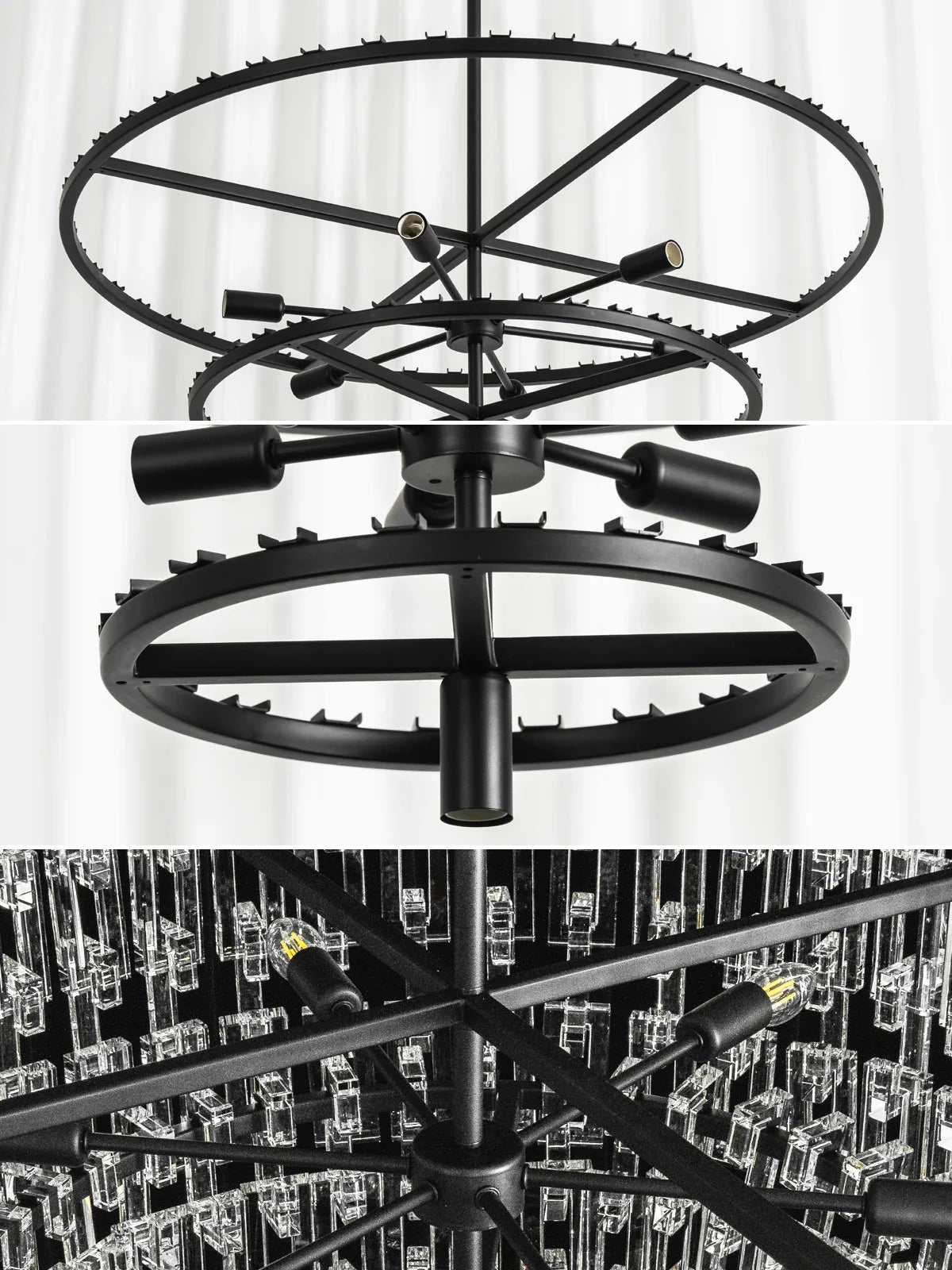 Tiered Clear Crystal Rod Chandelier – Modern Glam Ceiling Light for Dining Room & Living Room