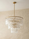 Tiered Clear Crystal Rod Chandelier – Modern Glam Ceiling Light for Dining Room & Living Room