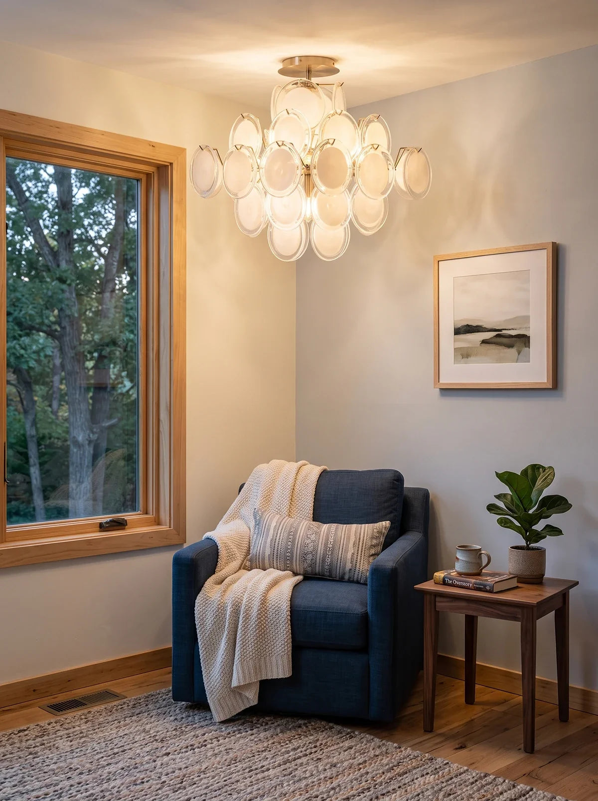 Glass Disc Ceiling Light – Transparent White Modern Flush Mount for Living Room & Bedroom