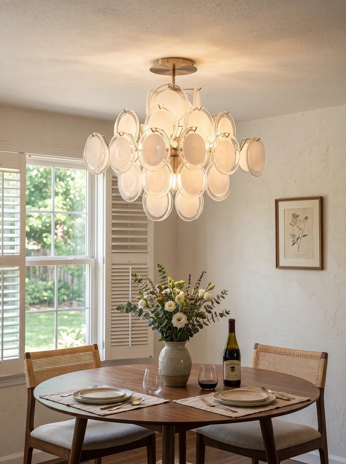 Glass Disc Ceiling Light – Transparent White Modern Flush Mount for Living Room & Bedroom