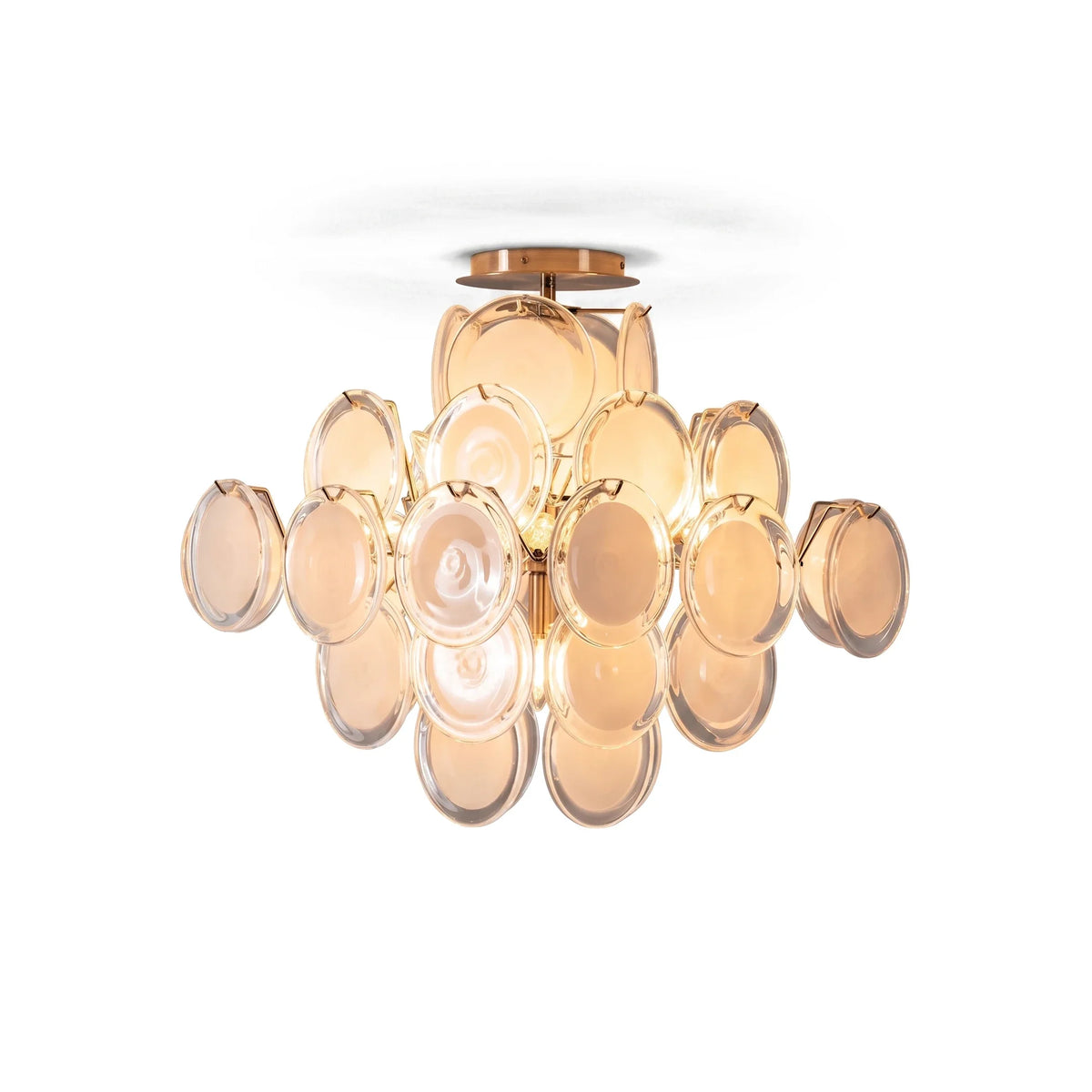 Glass Disc Ceiling Light – Transparent White Modern Flush Mount for Living Room & Bedroom
