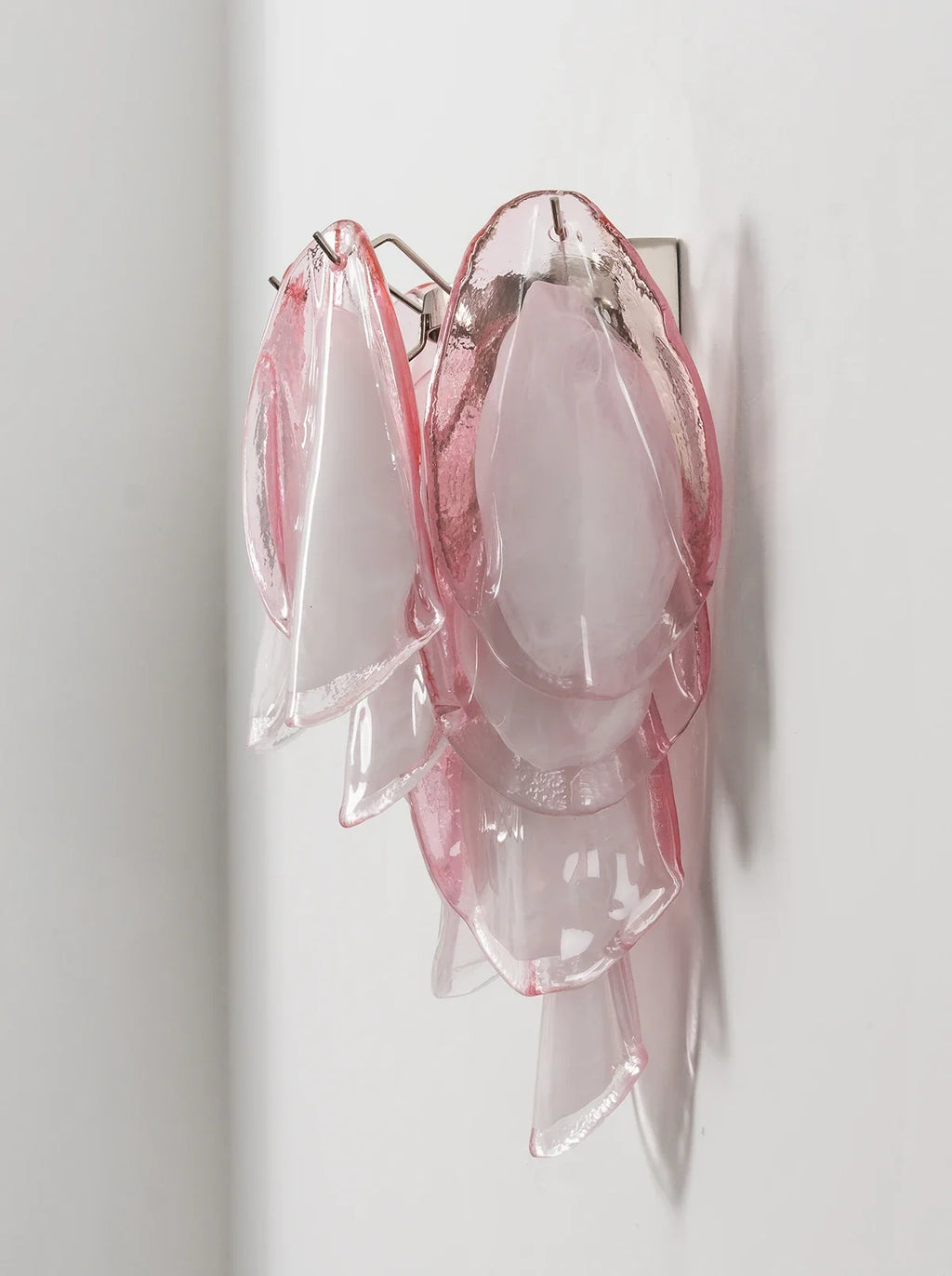 Pink Lotus Textured Glass Wall Sconce – Decorative Floral Wall Light for Bedroom & Living Room