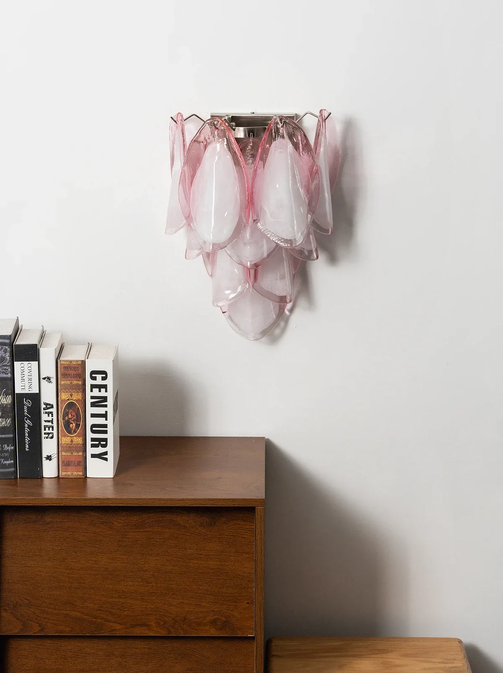 Pink Lotus Textured Glass Wall Sconce – Decorative Floral Wall Light for Bedroom & Living Room